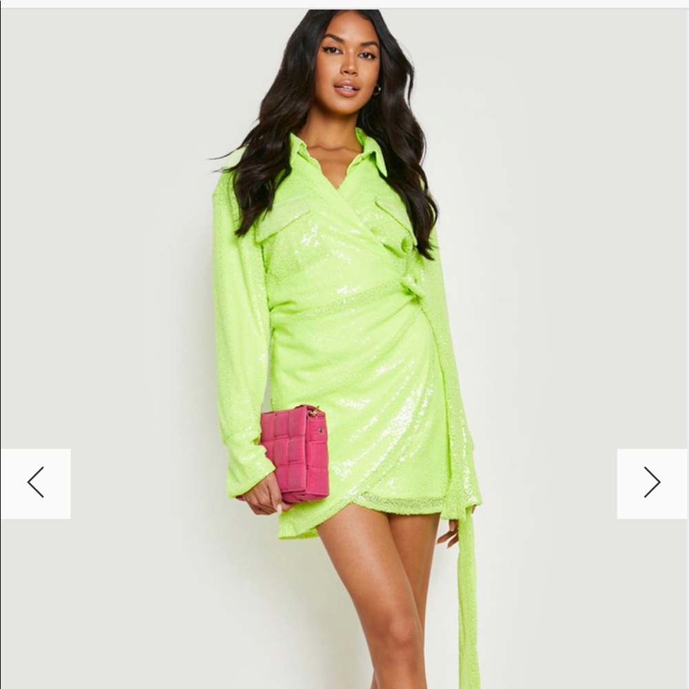 Neon Wrap Shirt Dress